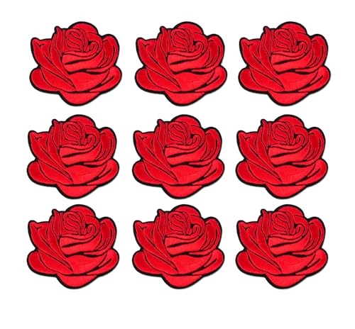 Yalulu 20 Stück Blumen zum Aufbügeln, Blumen zum aufbügeln Bügelflicken, Blumen Aufnäher, Blume Patches Bügelbilder Flower Patches (Rot) von Yalulu