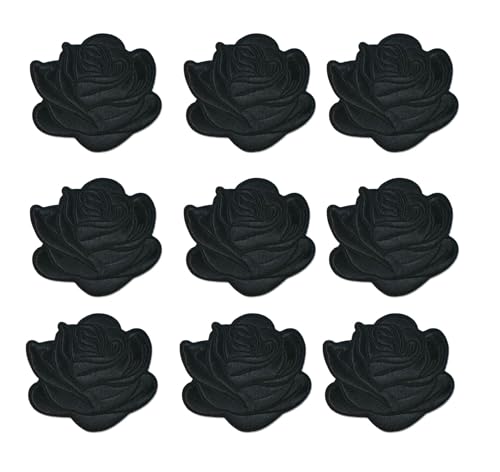 Yalulu 20 Stück Blumen zum Aufbügeln, Blumen zum aufbügeln Bügelflicken, Blumen Aufnäher, Blume Patches Bügelbilder Flower Patches (Schwarz) von Yalulu