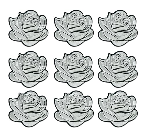 Yalulu 20 Stück Blumen zum Aufbügeln, Blumen zum aufbügeln Bügelflicken, Blumen Aufnäher, Blume Patches Bügelbilder Flower Patches (Silber) von Yalulu
