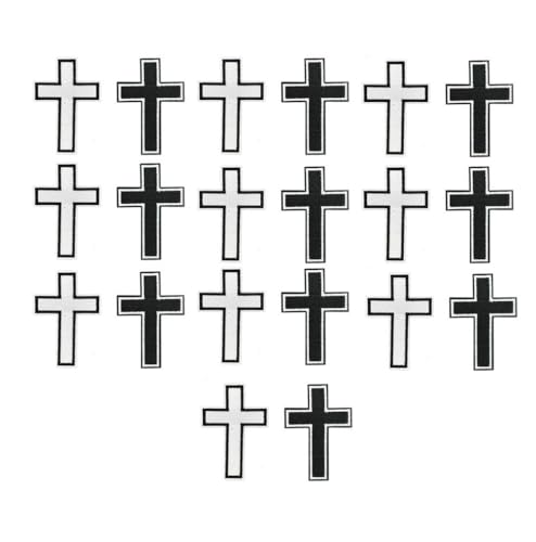 Yalulu 20 Stück Patches Kreuz, Kreuz bestickte Aufnäher, Kreuz zum Aufnähen oder Aufbügeln, Dekorative Gestickter Bügelpatch Applikation Cross Patch von Yalulu