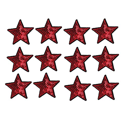 Yalulu 20 Stück Stern Pailletten Patches Aufnäher Aufbügler Applikation Zum Aufbügeln Bestickte Patches Bügelbild Stickerei Aufnäher Aufbügler Patch (Rot) von Yalulu