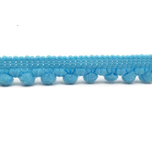 Yalulu 20 Yards Mini Bommelborte Fringe, Mini Pompons Pompomband Borte mit Bommel zum Kleidung DIY Vorhängen, Kissen, Steppdecken Nähen (Blau) von Yalulu