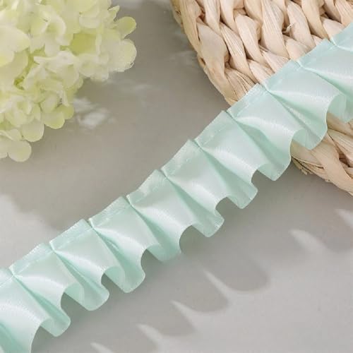 Yalulu 20 Yards Polyesterband Gerafftes Rüschen Spitzenborte Spitzen Rüschenbesatz Band Stoff zum Nähen, bestickte Applikation (Hellblau) von Yalulu