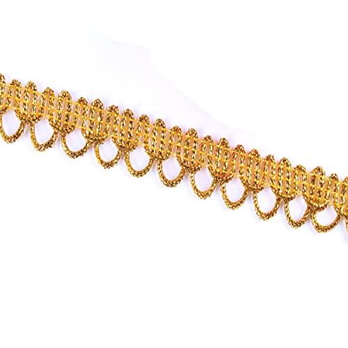 Yalulu 20 Yards Posamentenborte, Gold Geflochtenen Gimp Trim Deko Borte Zierband Geschenkband Bordüre Borte Stoffband Kordelband für Nähen Handwerk Hochzeit Kleidung Deko (Dunkelgold) von Yalulu