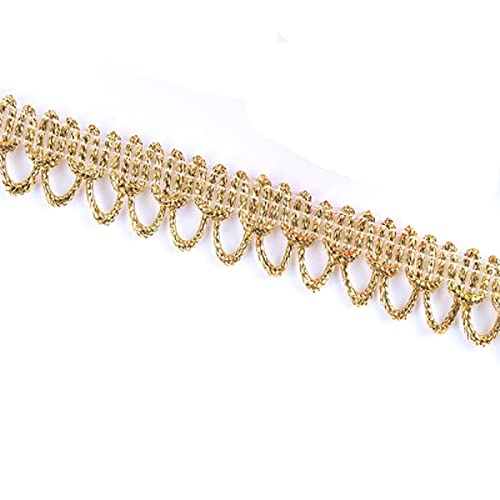 Yalulu 20 Yards Posamentenborte, Gold Geflochtenen Gimp Trim Deko Borte Zierband Geschenkband Bordüre Borte Stoffband Kordelband für Nähen Handwerk Hochzeit Kleidung Deko (M-Gold) von Yalulu