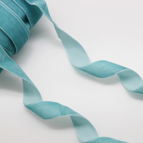 Yalulu 20 Yards Samtband Schleifenband Schmuckband Geschenkband 20mm einseitiges Samtbandrolle für Blumenstrauß Hochzeit Geburtstag Geschenke Verpackung (Blau) von Yalulu