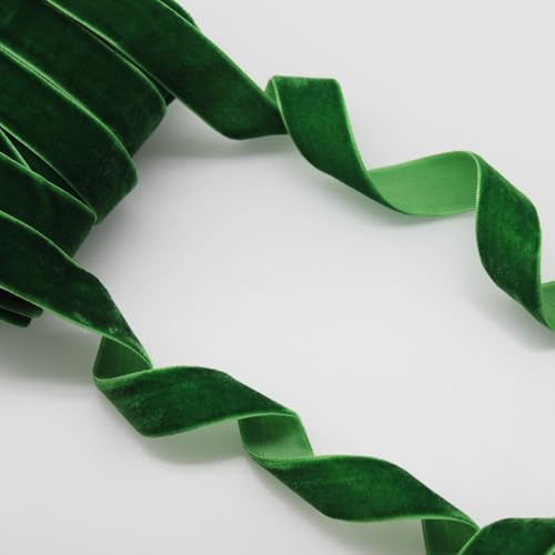 Yalulu 20 Yards Samtband Schleifenband Schmuckband Geschenkband 20mm einseitiges Samtbandrolle für Blumenstrauß Hochzeit Geburtstag Geschenke Verpackung (Dunkelgrün) von Yalulu