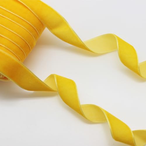 Yalulu 20 Yards Samtband Schleifenband Schmuckband Geschenkband 20mm einseitiges Samtbandrolle für Blumenstrauß Hochzeit Geburtstag Geschenke Verpackung (Gelb) von Yalulu