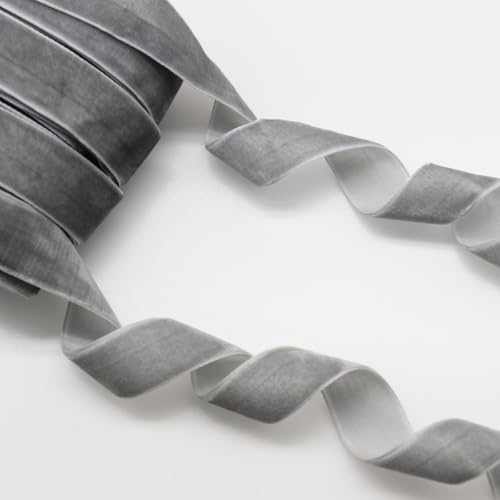Yalulu 20 Yards Samtband Schleifenband Schmuckband Geschenkband 20mm einseitiges Samtbandrolle für Blumenstrauß Hochzeit Geburtstag Geschenke Verpackung (Grau) von Yalulu