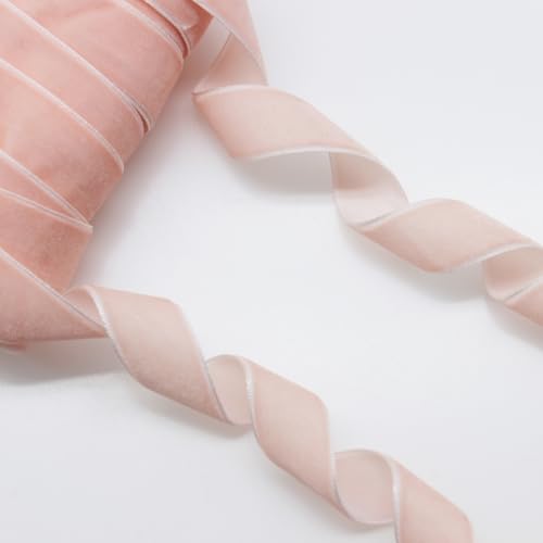 Yalulu 20 Yards Samtband Schleifenband Schmuckband Geschenkband 20mm einseitiges Samtbandrolle für Blumenstrauß Hochzeit Geburtstag Geschenke Verpackung (Rosa) von Yalulu