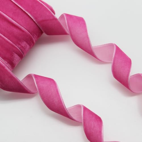 Yalulu 20 Yards Samtband Schleifenband Schmuckband Geschenkband 20mm einseitiges Samtbandrolle für Blumenstrauß Hochzeit Geburtstag Geschenke Verpackung (Rosenrot) von Yalulu