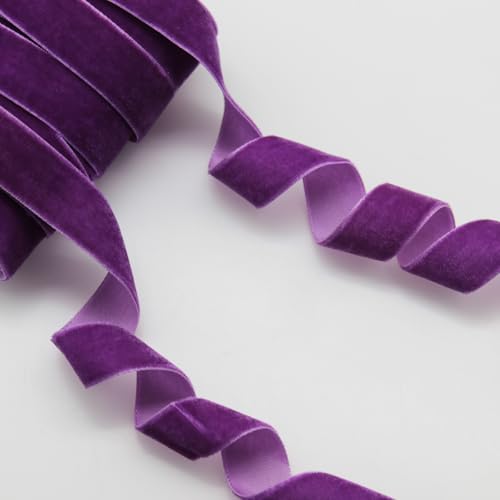 Yalulu 20 Yards Samtband Schleifenband Schmuckband Geschenkband 20mm einseitiges Samtbandrolle für Blumenstrauß Hochzeit Geburtstag Geschenke Verpackung (Violett) von Yalulu