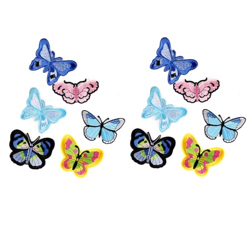 Yalulu 24 Stück Gemischt Schmetterlings Aufnäher Patches zum Aufbügeln, Bestickte Bügelbilder Reparatur Patches Applique Flicken Patches für Kleidung Hüte Vorhänge Jeans Handtaschen DIY Handwerk von Yalulu