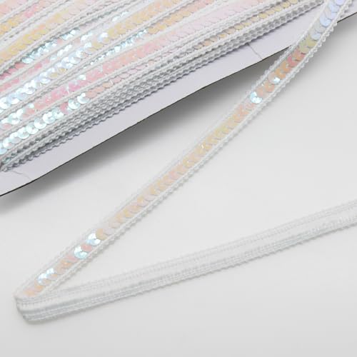 Yalulu 25 Meter Paillettenband, Pailletten-Besatz für Kleid, Paillettenbesatz Glänzend Zum Nähen Paillettenband Basteln Paillettenstreifen Zum Nähen für Kleidung, DIY-Projekte (AB) von Yalulu