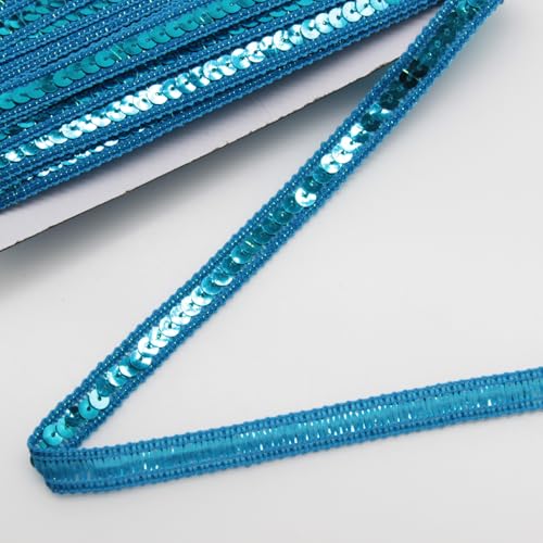 Yalulu 25 Meter Paillettenband, Pailletten-Besatz für Kleid, Paillettenbesatz Glänzend Zum Nähen Paillettenband Basteln Paillettenstreifen Zum Nähen für Kleidung, DIY-Projekte (Blau) von Yalulu