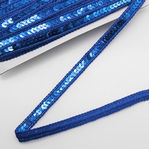 Yalulu 25 Meter Paillettenband, Pailletten-Besatz für Kleid, Paillettenbesatz Glänzend Zum Nähen Paillettenband Basteln Paillettenstreifen Zum Nähen für Kleidung, DIY-Projekte (Edelsteinblau) von Yalulu