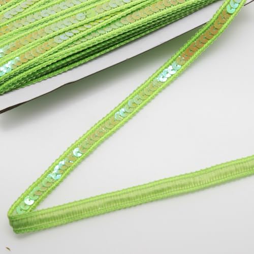 Yalulu 25 Meter Paillettenband, Pailletten-Besatz für Kleid, Paillettenbesatz Glänzend Zum Nähen Paillettenband Basteln Paillettenstreifen Zum Nähen für Kleidung, DIY-Projekte (Grün) von Yalulu