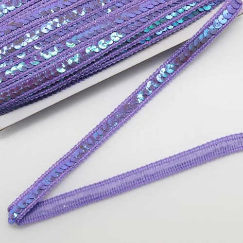 Yalulu 25 Meter Paillettenband, Pailletten-Besatz für Kleid, Paillettenbesatz Glänzend Zum Nähen Paillettenband Basteln Paillettenstreifen Zum Nähen für Kleidung, DIY-Projekte (Violett) von Yalulu