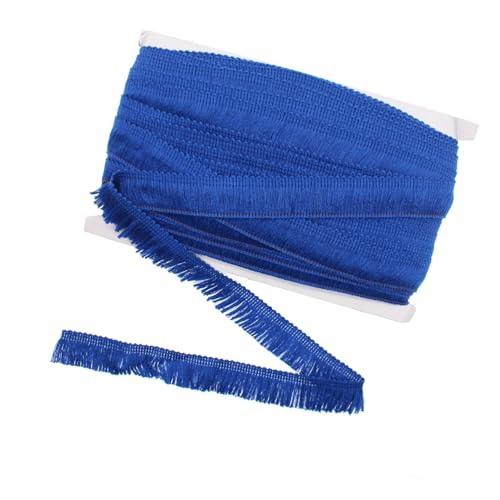 Yalulu 25 Meter Polyester Quaste Fransenbesatz, 2.5cm Spitze Borte, Borte Spitzenband, Spitzenrand Fransenband, Bestickte Vorhang Kleidung Heim Hochzeit Dekor (Blau) von Yalulu