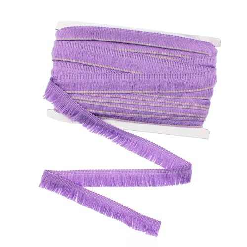 Yalulu 25 Meter Polyester Quaste Fransenbesatz, 2.5cm Spitze Borte, Borte Spitzenband, Spitzenrand Fransenband, Bestickte Vorhang Kleidung Heim Hochzeit Dekor (Hellviolett) von Yalulu