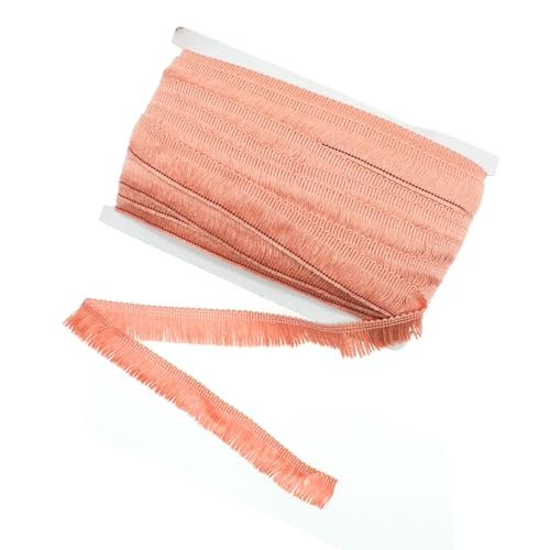 Yalulu 25 Meter Polyester Quaste Fransenbesatz, 2.5cm Spitze Borte, Borte Spitzenband, Spitzenrand Fransenband, Bestickte Vorhang Kleidung Heim Hochzeit Dekor (Orange) von Yalulu