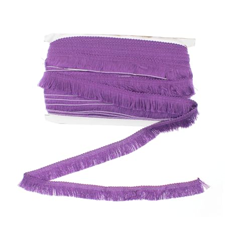 Yalulu 25 Meter Polyester Quaste Fransenbesatz, 2.5cm Spitze Borte, Borte Spitzenband, Spitzenrand Fransenband, Bestickte Vorhang Kleidung Heim Hochzeit Dekor (Violett) von Yalulu