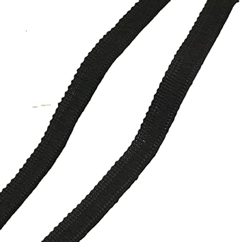 Yalulu 25 Meter x 1.5cm Baumwolle Fransenbesatz, Quaste Trim Quasten Fransenborte Fransenband Spitzenborte für Kleidung DIY Nähen Zubehörteil (Schwarz) von Yalulu