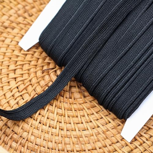 Yalulu 25 Meters Paspelband Metallic, 9mm breite Paspelband zum Nähen, Rand Nähen Band Bias Einfügen Piping Cord Seil (Schwarz) von Yalulu