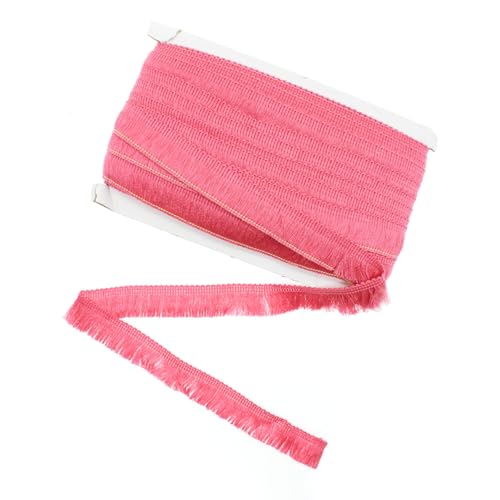 Yalulu 25 Meters Quaste Trim Band, 2.5cm Polyesterfaser Quasten Fransen Trim Fransenband Fransenborte Fransen Spitzenborte Borte Heimdekoration (Pink) von Yalulu