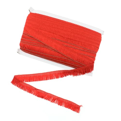 Yalulu 25 Meters Quaste Trim Band, 2.5cm Polyesterfaser Quasten Fransen Trim Fransenband Fransenborte Fransen Spitzenborte Borte Heimdekoration (Red) von Yalulu