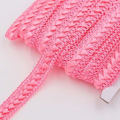 Yalulu 25 Meters Satin Spitzenband Dekoband Borte Zierband Spitzenborte Spitzenband Spitzenbordüre Stoff Band zum Basteln für Bekleidung Basteln (F-Rosa) von Yalulu