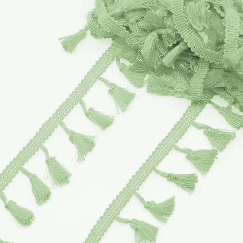 Yalulu 25 Yards Quaste Trim Band, Quasten Fransen Trim Fransenband Fransenborte Fransen Spitzenborte für Vorhang Kleidung Zubehör (L-Green) von Yalulu