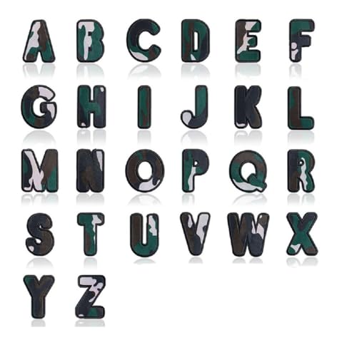 Yalulu 26 Stück Buchstaben Aufnäher, Tarnung A-Z Brief Aufnäher Applique, Dekorative Applique zum Aufnähen Buchstaben Patches zum Aufbügeln für Kleidungs T-Shirt Jeans Rucksäcke von Yalulu