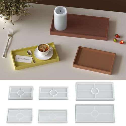 Yalulu 3 Stück Silikonform Tablett Rechteckig, Epoxidharz Tablett Form, Aufbewahrung Untersetzer Beton Gipsform Handwerk, Tray Harz Giessform Silikon, Schmuck Teller Gießformen Yalulu 3 Stück Silikonform Tablett Rechteckig, Epoxidharz Tablett Form, Aufbewahrung Untersetzer Beton Gipsform Handwerk, Tray Harz Giessform Silikon, Schmuck Teller Gießformen von Yalulu