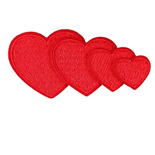 Yalulu 32 Stück Herz Bestickte Patches Rote Gestickte Flicken Aufbügelflicken Bügelbilder Herz-Aufnäher zum Aufbügeln für Jeans Hose Kleidung von Yalulu
