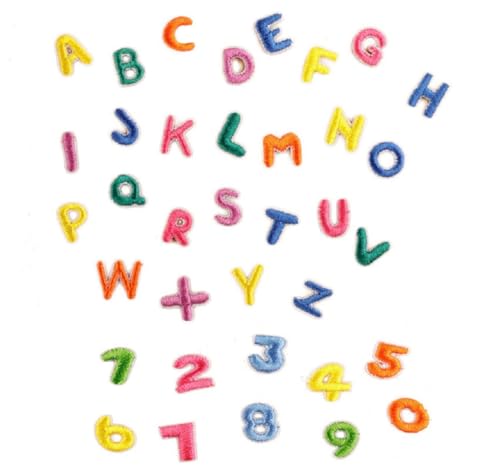 Yalulu 36 Stück Buchstaben Aufnäher, Mini Mehrfarbig A-Z Brief Nummern Aufnäher Applique, Dekorative Applique zum Aufnähen Buchstaben Patches zum Aufbügeln von Yalulu