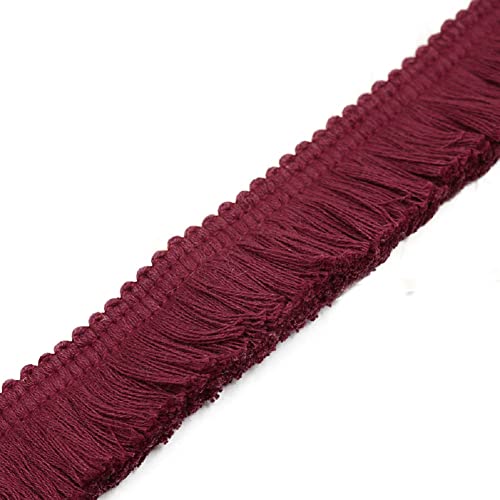 Yalulu 38 mm x 5 Meter Quasten Borte, Fransenborte Quaste Trim Band Fransen Spitzenborte Kostüm Quaste Trimmen Garment Apparel Spitzenborte Nähzubehör (Weinrot) von Yalulu