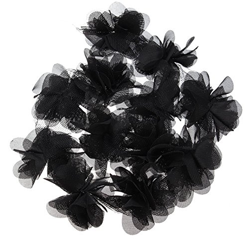 Yalulu 3D-Chiffon-Blüten, Spitzenbesatz, Tüllstoff, zum Basteln, Nähen, 4,5 m, Schwarz von Yalulu
