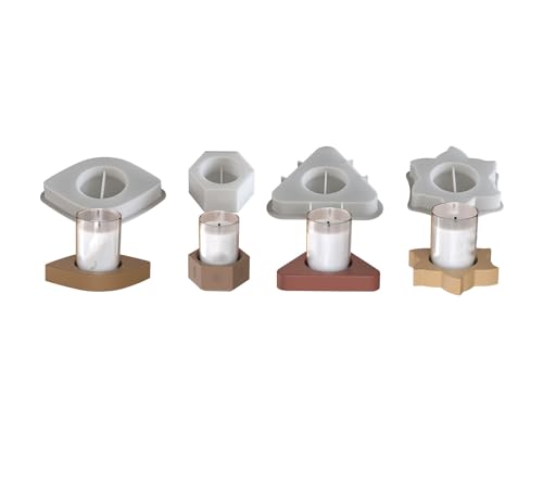 Yalulu 4 Stück Silikonformen Gießformen Kerzenhalter, Silikonform Kerzenhalter, Gießformen für Beton, DIY Kerzenformen Gießform von Yalulu