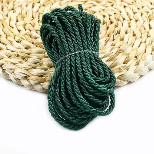 Yalulu 4mm Dekorative Twisted-Schnur, Polyester-Schnurseil Satinkordel Kordel Für Craft Geschenk Tasche Vorhang Weihnachten Dekoration (Dunkelgrün) von Yalulu