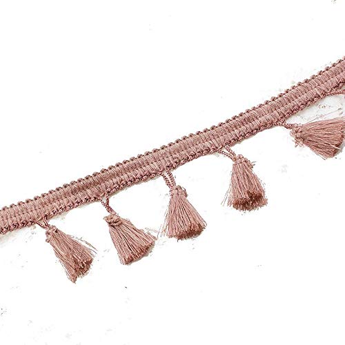 Yalulu 5 Meter Quastenborte Fransen Spitzenborte Borte mit Quasten Näharbeit für Kleidung DIY Fertigkeit Troddel Dekoration Gardinen Vorhang Deko (Rosa) von Yalulu