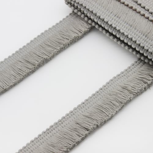 Yalulu 5 Meters Baumwolle Fransenborte Quasten Trim, 38mm Fransenband Zierborrte Spitzenband NäHen Handwerk Kleidung Diy NäHen ZubehöR Dekoration (Sehr grau) von Yalulu