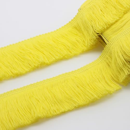 Yalulu 5 Meters Fransenborte Baumwolle Quasten Trim Fransenbesatz Quaste Spitzenband Quaste Trim Häkel Fransen Bordüre Quastenborte für Kleidung DIY Nähen (Gelb) von Yalulu
