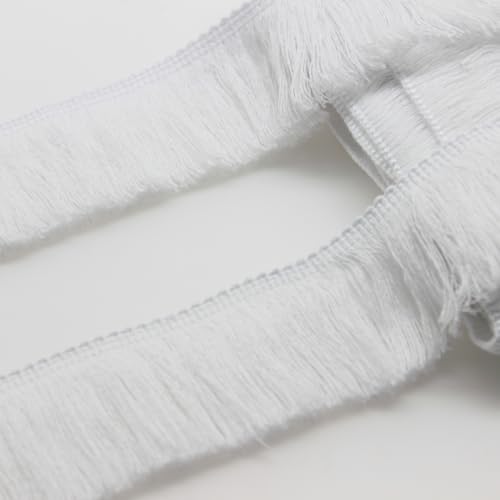 Yalulu 5 Meters Fransenborte Baumwolle Quasten Trim Fransenbesatz Quaste Spitzenband Quaste Trim Häkel Fransen Bordüre Quastenborte für Kleidung DIY Nähen (Weiß) von Yalulu