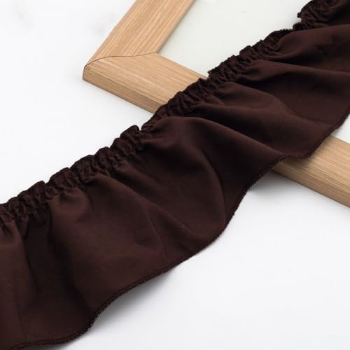 Yalulu 5 Meters Plissierter Spitze Rüschenbesatz Spitzenbesatz Plissee Spitzenband Rüschen Spitzen Rüschenborte Zum Vorhang Hochzeitsdekorationen (Kaffee) von Yalulu