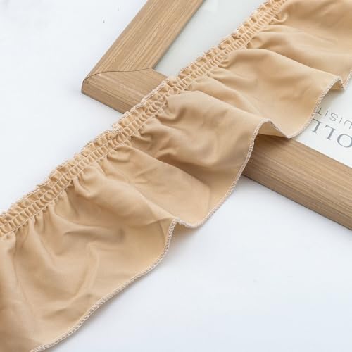 Yalulu 5 Meters Plissierter Spitze Rüschenbesatz Spitzenbesatz Plissee Spitzenband Rüschen Spitzen Rüschenborte Zum Vorhang Hochzeitsdekorationen (L-Kaffee) von Yalulu