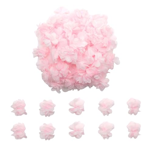 Yalulu 5 Yards 3D Chiffon- Blumen Spitzenborte, Cluster Blumen Spitzenbesatz Chiffonband Dekoband Zierband für Nähen Handwerk Hochzeit (Rosa) von Yalulu