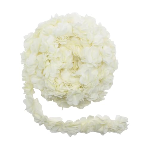 Yalulu 5 Yards 3D Chiffon- Blumen Spitzenborte, Cluster Blumen Vintage-Spitzenbänder für Braut, Hochzeit, Basteln, Nähen, Kostüm, Applikation, Dekoration (Beige) von Yalulu