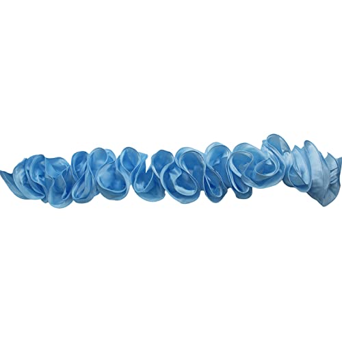 Yalulu 5 Yards 3D Chiffon Blumen Spitzenborte Spitzenband Spitzenbordüre, Blumenband Dekoband Lace Borte Band Applikation DIY Handwerk Nähzubehör (Blau) von Yalulu