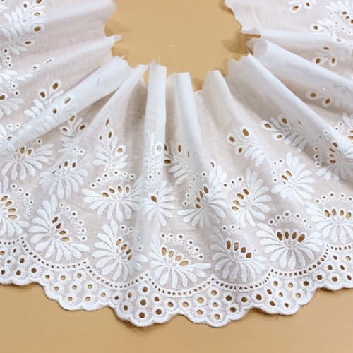 Yalulu 5 Yards Baumwoll Spitzenbesatz Ösen Spitzenband Blumenstickerei Rüschen Spitzenbesatz Gewellter Rand Florales Baumwoll Spitzenband Zum Nähen Yalulu 5 Yards Baumwoll Spitzenbesatz Ösen Spitzenband Blumenstickerei Rüschen Spitzenbesatz Gewellter Rand Florales Baumwoll Spitzenband Zum Nähen von Yalulu